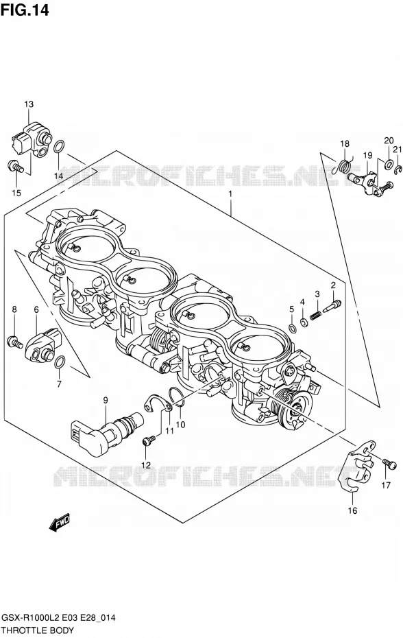 CORPS DE PAPILLON (GSX-R1000L2 E33) Suzuki MOTO 1000 GSX-R 2012  GSX-R1000 L2 (E03,E28,E33)