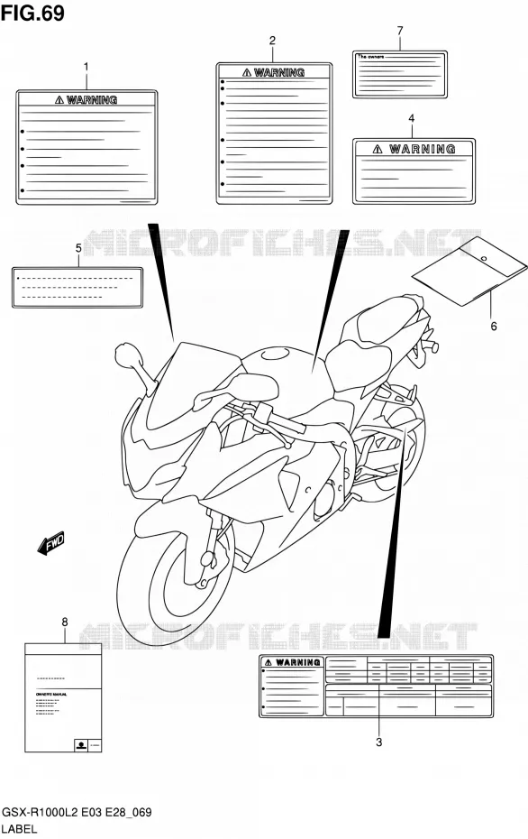 ETIQUETTE (GSX-R1000L2 E33) Suzuki MOTO 1000 GSX-R 2012  GSX-R1000 L2 (E03,E28,E33)
