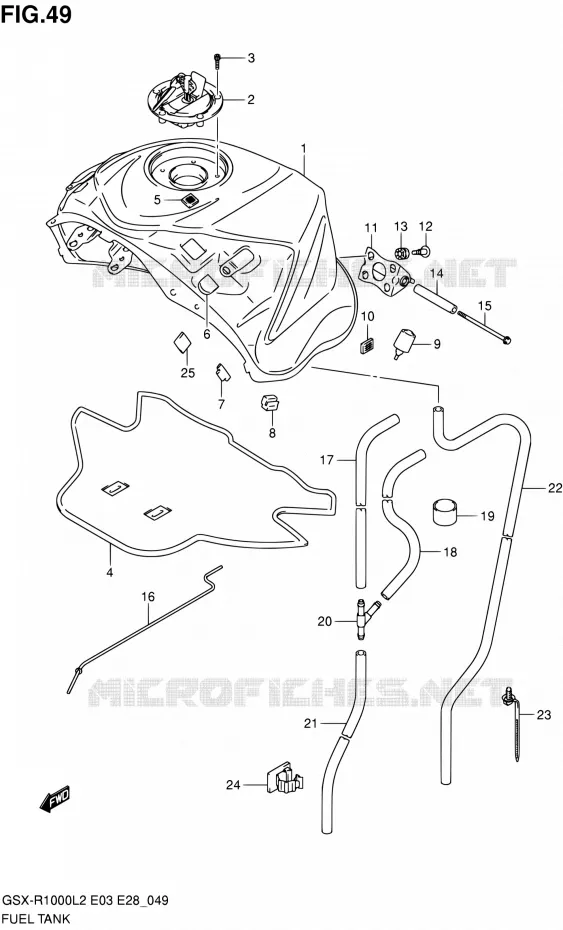 RESERVOIR D'ESSENCE (GSX-R1000L2 E03) Suzuki MOTO 1000 GSX-R 2012  GSX-R1000 L2 (E03,E28,E33)