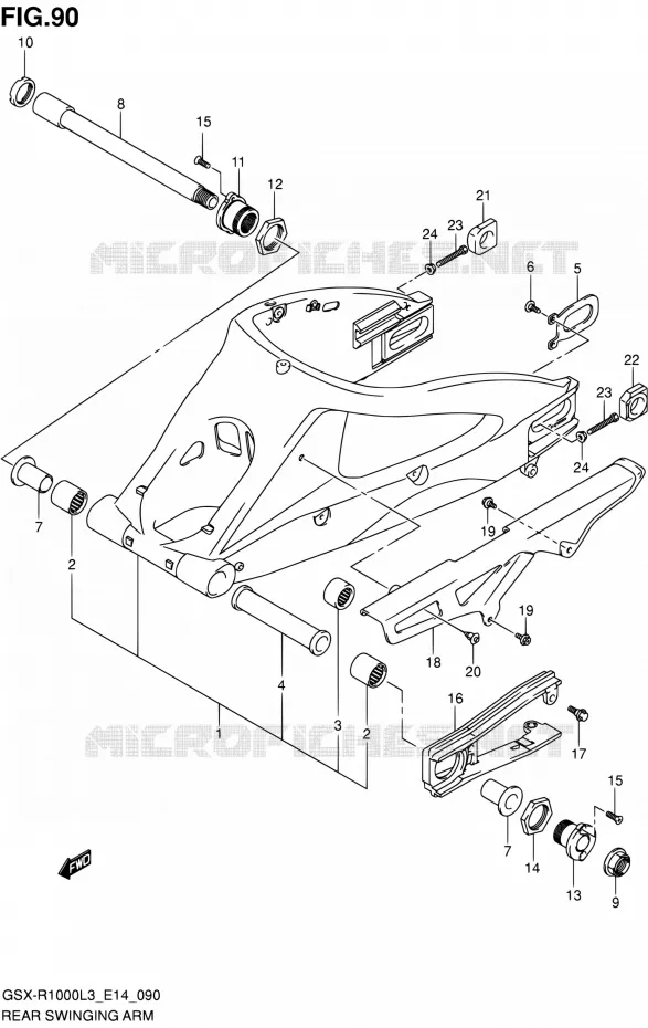 BRAS OSCILLANT ARRIERE (GSX-R1000L3 E14) Suzuki MOTO 1000 GSX-R 2013  GSX-R1000 L3/GSX-R1000Z L3 (E14)
