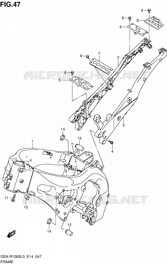 CADRE (GSX-R1000ZL3 E14) Suzuki MOTO 1000 GSX-R 2013  GSX-R1000 L3/GSX-R1000Z L3 (E14)