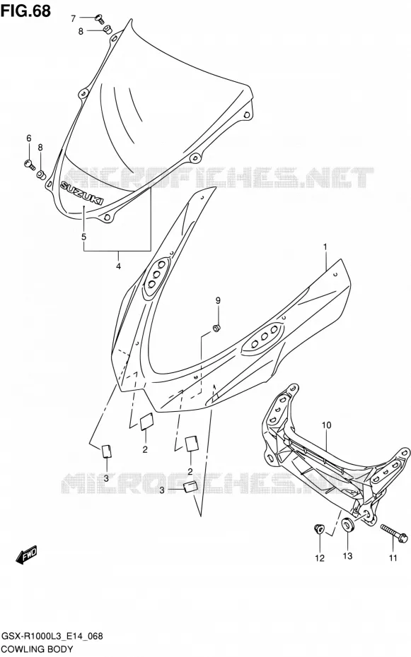 CARENAGES - ETIQUETTES (GSX-R1000L3 E14) Suzuki MOTO 1000 GSX-R 2013  GSX-R1000 L3/GSX-R1000Z L3 (E14)