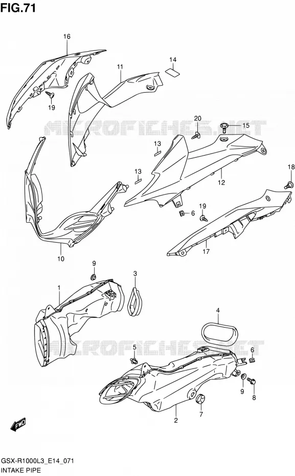 CONDUIT D'ADMISSION (GSX-R1000ZL3 E14) Suzuki MOTO 1000 GSX-R 2013  GSX-R1000 L3/GSX-R1000Z L3 (E14)