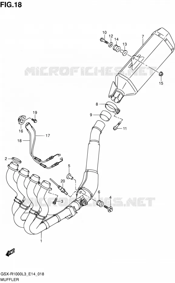 SILENCIEUX (GSX-R1000ZL3 E14) Suzuki MOTO 1000 GSX-R 2013  GSX-R1000 L3/GSX-R1000Z L3 (E14)
