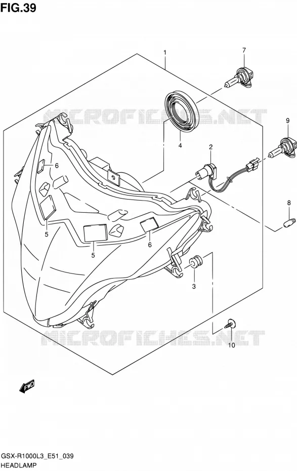 PHARE (GSX-R1000ZL3 E51) Suzuki MOTO 1000 GSX-R 2013  GSX-R1000 L3/GSX-R1000Z L3 (E51)