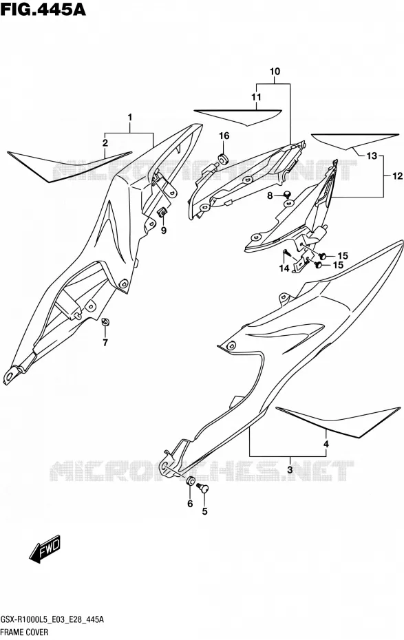 CARENAGES ARRIERE (YSF) Suzuki MOTO 1000 GSX-R 2015  GSX-R1000 L5 (E03,E28,E33)
