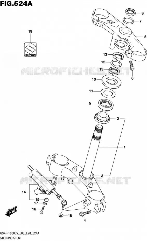 COLONNE DE DIRECTION Suzuki MOTO 1000 GSX-R 2015  GSX-R1000 L5 (E03,E28,E33)