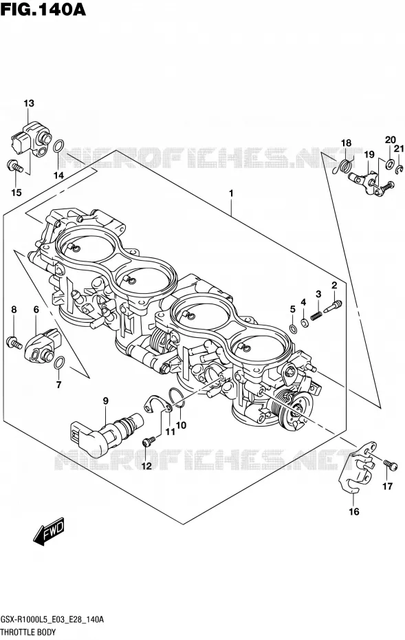 CORPS DE PAPILLON (GSX-R1000L5 E03) Suzuki MOTO 1000 GSX-R 2015  GSX-R1000 L5 (E03,E28,E33)