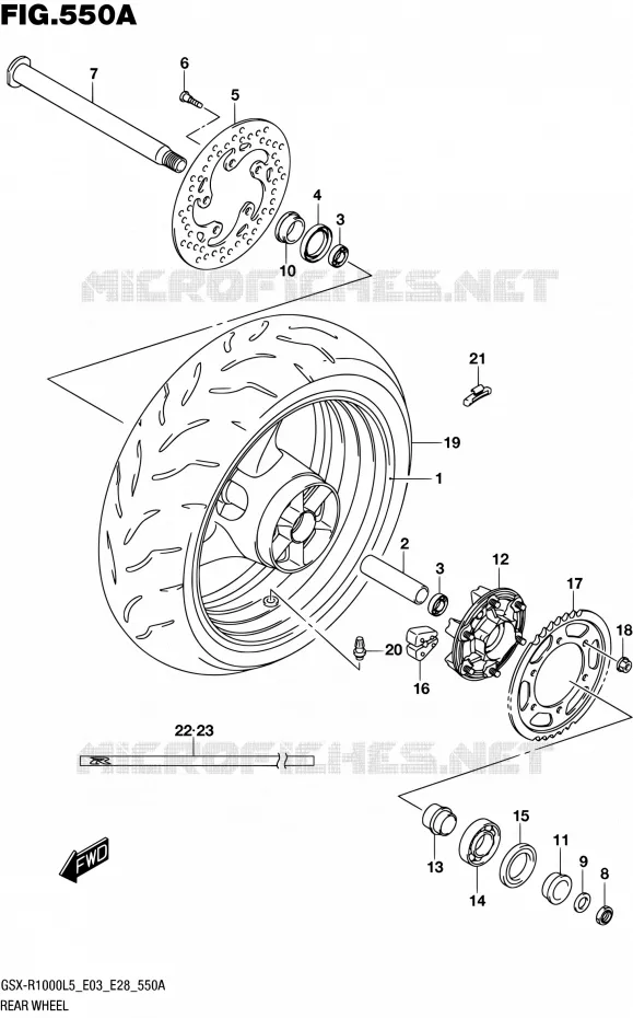 ROUE ARRIERE Suzuki MOTO 1000 GSX-R 2015  GSX-R1000 L5 (E03,E28,E33)