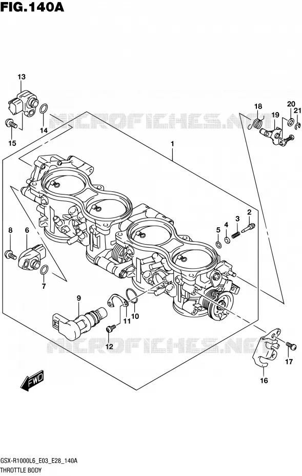CORPS DE PAPILLON (GSX-R1000L6 E03) Suzuki MOTO 1000 GSX-R 2016  GSX-R1000 L6 (E03,E28,E33)