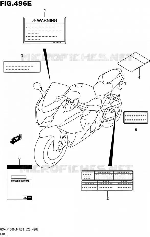 ETIQUETTE (GSX-R1000AL6 E33) Suzuki MOTO 1000 GSX-R 2016  GSX-R1000 L6 (E03,E28,E33)