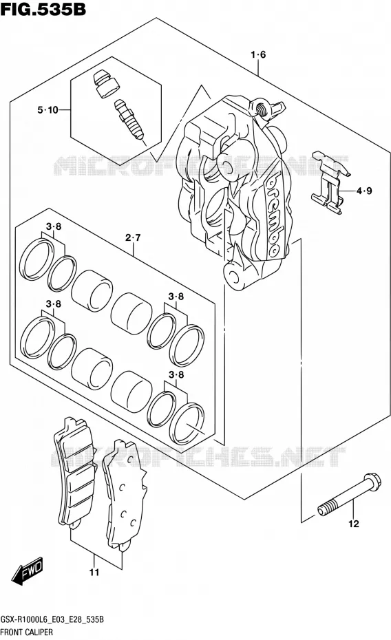 ETRIER DE FREIN AVANT (GSX-R1000L6 E28) Suzuki MOTO 1000 GSX-R 2016  GSX-R1000 L6 (E03,E28,E33)
