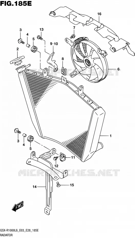 RADIATEUR (GSX-R1000AL6 E33) Suzuki MOTO 1000 GSX-R 2016  GSX-R1000 L6 (E03,E28,E33)