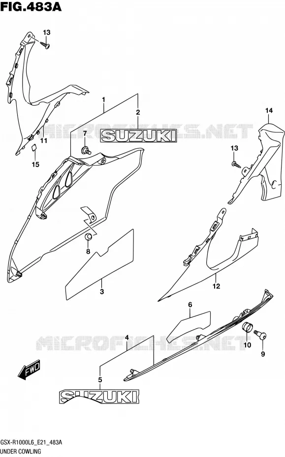 CARENAGES INFERIEUR (FLANCS) Suzuki MOTO 1000 GSX-R 2016  GSX-R1000UF L6 (E21)