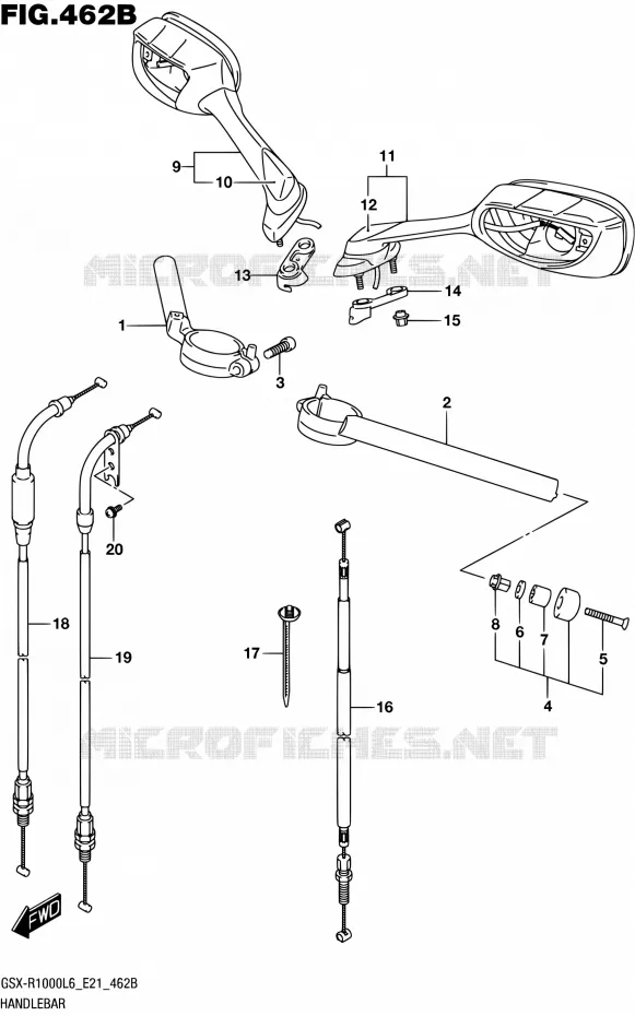 GUIDON (GSX-R1000AL6 E21) Suzuki MOTO 1000 GSX-R 2016  GSX-R1000UF L6 (E21)