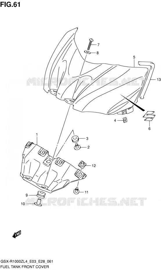 COUVRE RESERVOIR (GSX-R1000ZL4 E03) Suzuki MOTO 1000 GSX-R 2014  GSX-R1000Z L4 (E03,E28,E33)