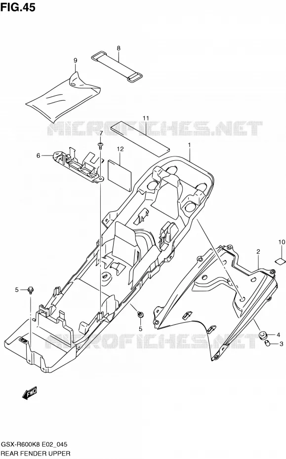 GARDE BOUE ARRIERE SUPERIEUR Suzuki MOTO 600 GSX-R 2010  GSX-R600 L0 (E02,E19,E24)