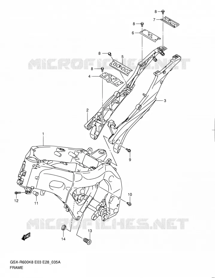 CADRE (MODEL L0) Suzuki MOTO 600 GSX-R 2010  GSX-R600 L0 (E03,E28,E33)