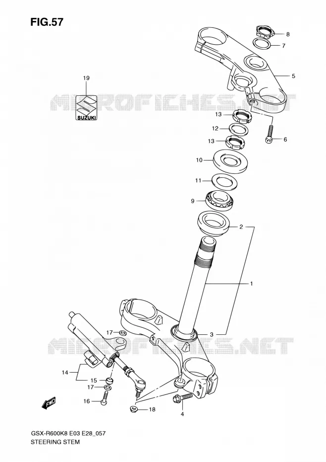 COLONNE DE DIRECTION Suzuki MOTO 600 GSX-R 2010  GSX-R600 L0 (E03,E28,E33)