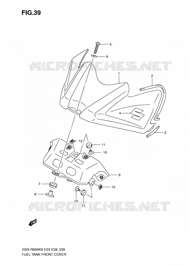 COUVRE RESERVOIR Suzuki MOTO 600 GSX-R 2010  GSX-R600 L0 (E03,E28,E33)