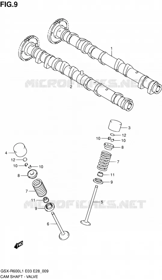 ARBRE A CAMES - VALVE Suzuki MOTO 600 GSX-R 2011  GSX-R600 L1 (E03,E28,E33)