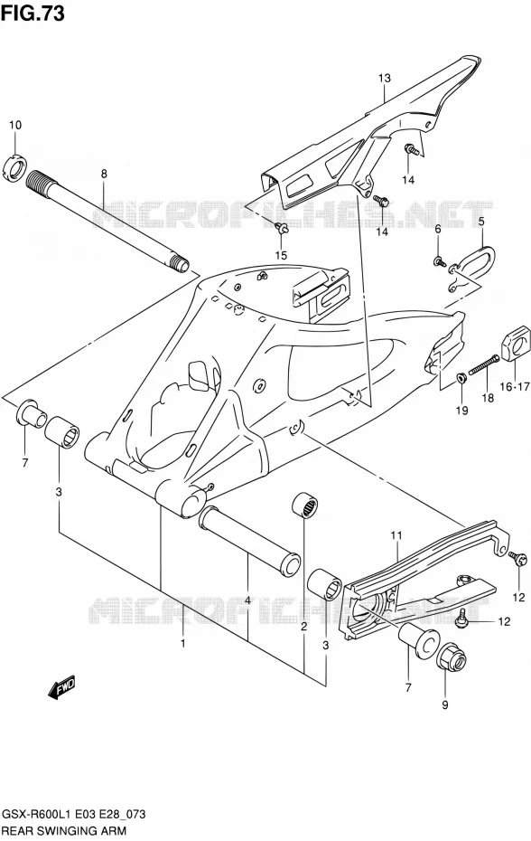 BRAS OSCILLANT ARRIERE Suzuki MOTO 600 GSX-R 2011  GSX-R600 L1 (E03,E28,E33)