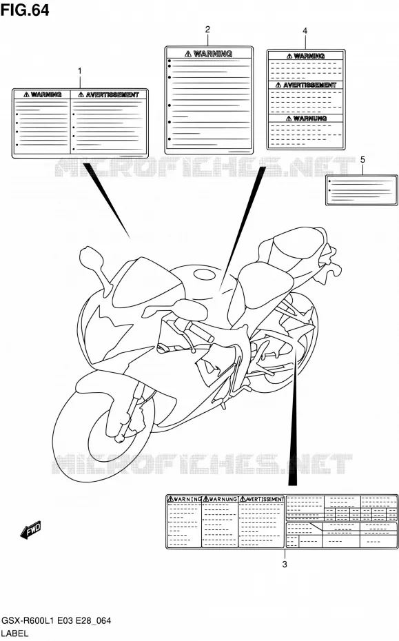 ETIQUETTE (GSX-R600L1 E28) Suzuki MOTO 600 GSX-R 2011  GSX-R600 L1 (E03,E28,E33)