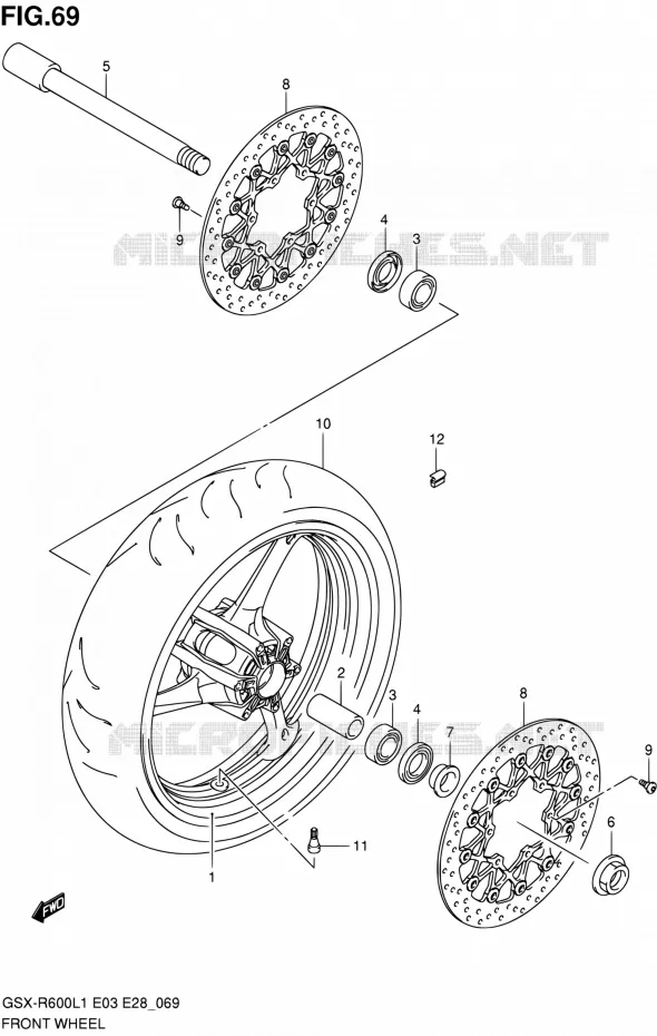 ROUE AVANT Suzuki MOTO 600 GSX-R 2011  GSX-R600 L1 (E03,E28,E33)