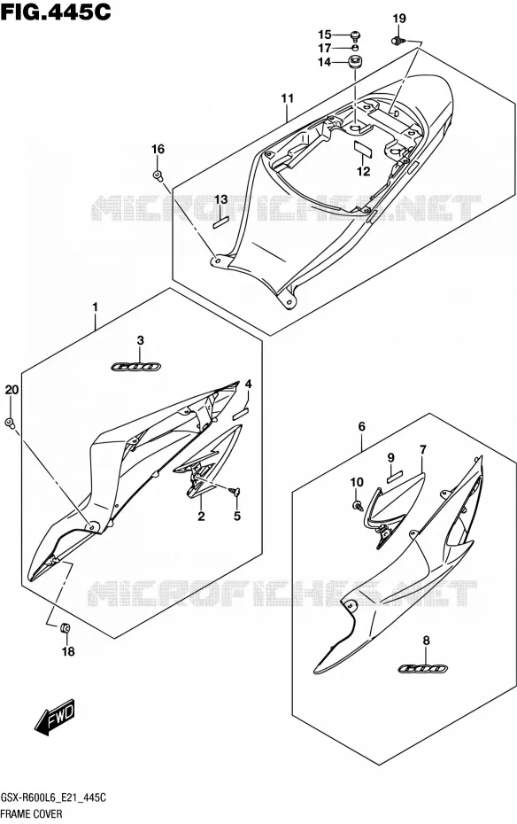 CARENAGES ARRIERE (ARB) Suzuki MOTO 600 GSX-R 2016  GSX-R600 L6 (E21)