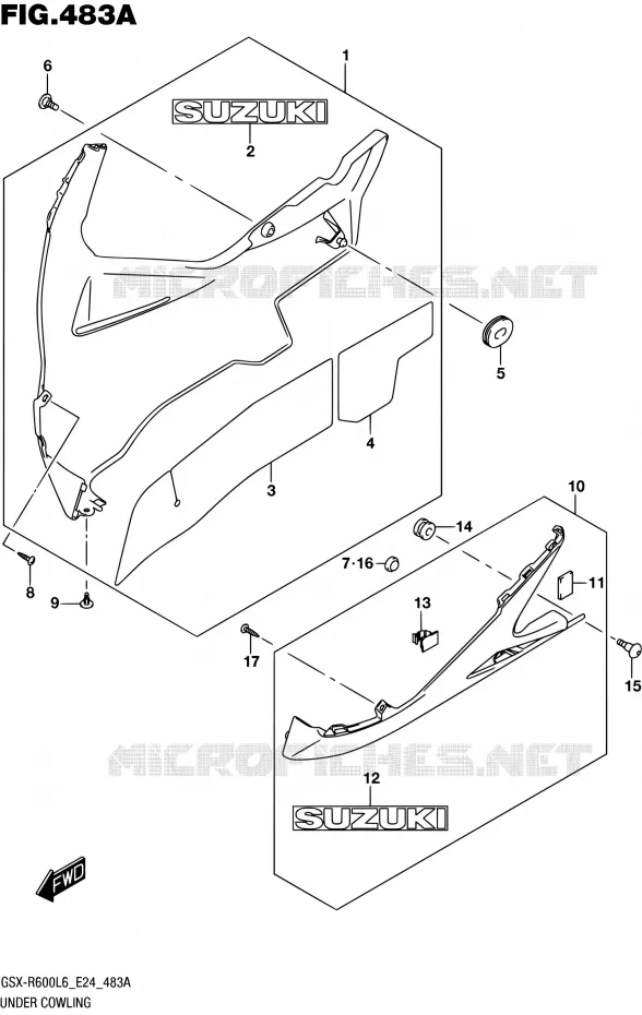 CARENAGES INFERIEUR (FLANCS) Suzuki MOTO 600 GSX-R 2016  GSX-R600 L6 (E24)