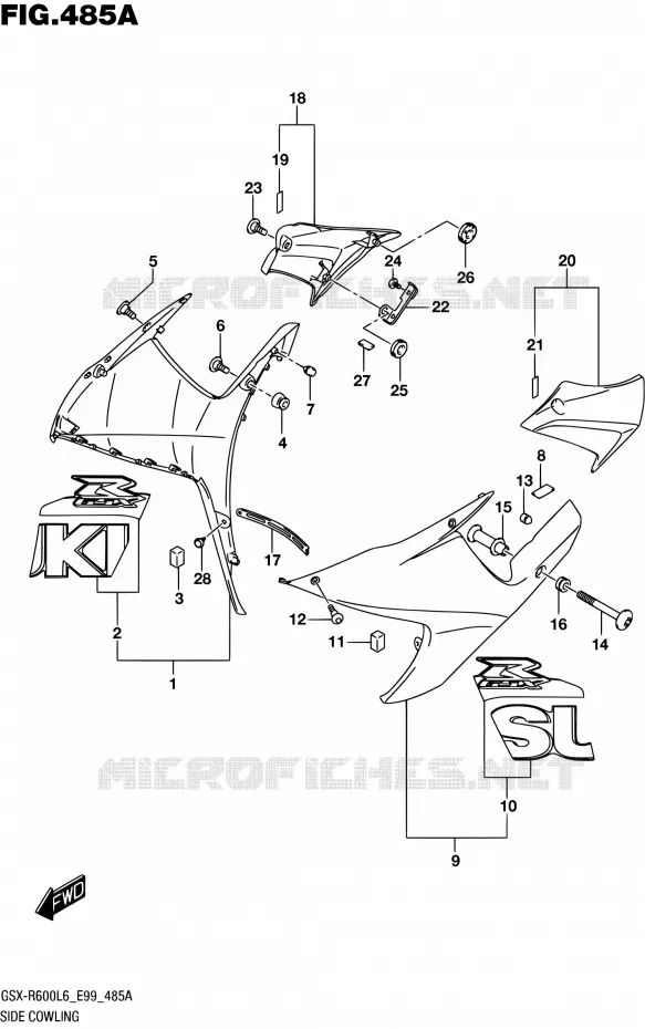 FLANCS DE CARENAGES (YSF) Suzuki MOTO 600 GSX-R 2016  GSX-R600 L6 (E99)