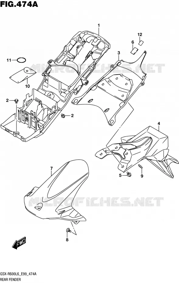 GARDE BOUE ARRIERE Suzuki MOTO 600 GSX-R 2016  GSX-R600 L6 (E99)