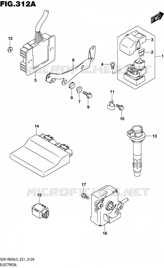 PARTIE ELECTRIQUE (GSX-R600L5 E21) Suzuki MOTO 600 GSX-R 2015  GSX-R600UF L5 (E21)