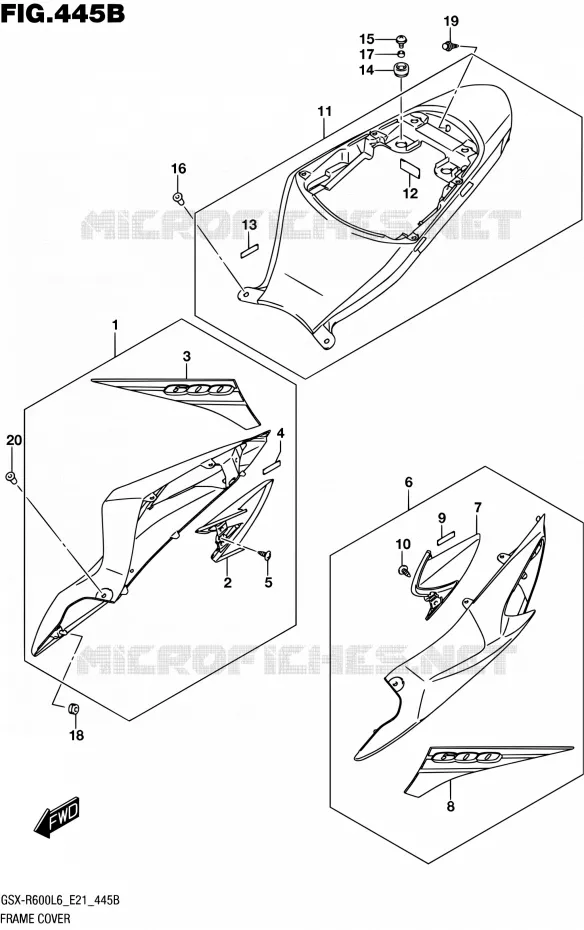 CARENAGES ARRIERE (AJP) Suzuki MOTO 600 GSX-R 2016  GSX-R600UF L6 (E21)