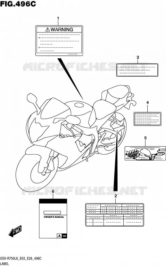 ETIQUETTE (GSX-R750L6 E33) Suzuki MOTO 750 GSX-R 2016  GSX-R750 L6 (E03,E28,E33)