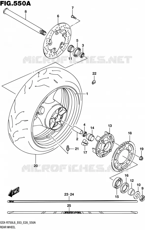 ROUE ARRIERE Suzuki MOTO 750 GSX-R 2016  GSX-R750 L6 (E03,E28,E33)