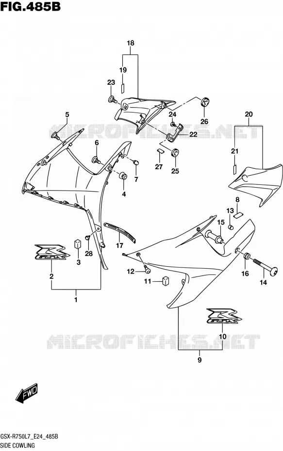 FLANCS DE CARENAGES (YWW) Suzuki MOTO 750 GSX-R 2017  GSX-R750 L7 (E24)