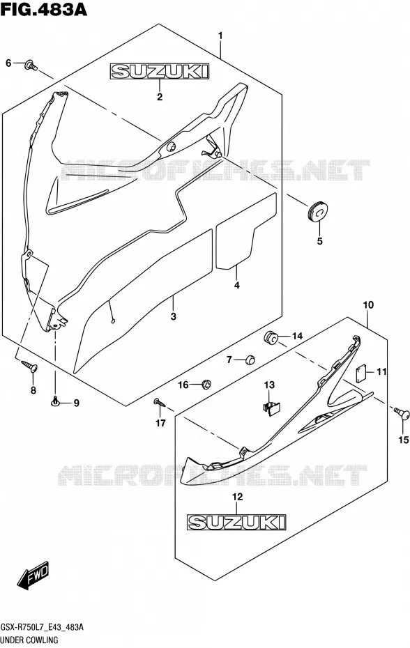 CARENAGES INFERIEUR (FLANCS) Suzuki MOTO 750 GSX-R 2017  GSX-R750 L7 (E43)