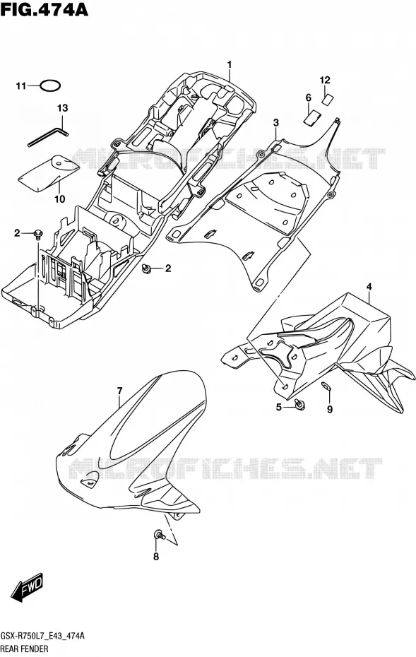 GARDE BOUE ARRIERE Suzuki MOTO 750 GSX-R 2017  GSX-R750 L7 (E43)