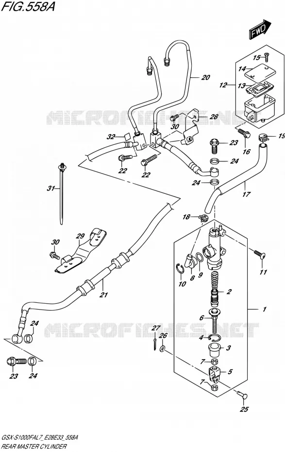 MAITRE CYLINDRE ARRIERE Suzuki MOTO 1000 GSX-S 2017  GSX-S1000FA L7 (E28,E33)