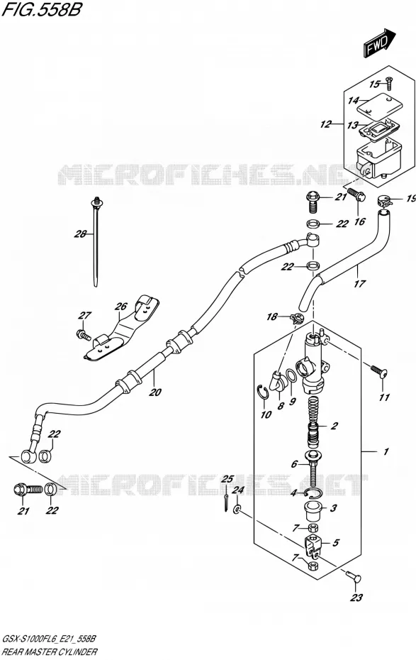 MAITRE CYLINDRE ARRIERE (GSX-S1000FUFL6 E21) Suzuki MOTO 1000 GSX-S 2016  GSX-S1000F L6 (E21)
