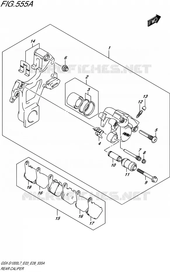 ETRIER DE FREIN ARRIERE Suzuki MOTO 1000 GSX-S 2017  GSX-S1000 L7 (E33)
