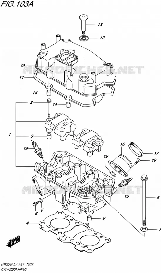 CULASSE Suzuki MOTO 250 INAZUMA 2017  GW250F L7 (P21)