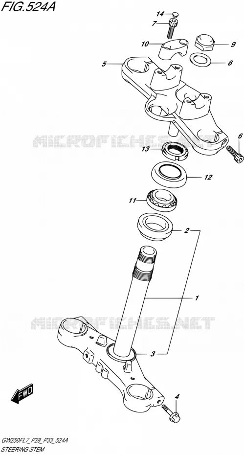 COLONNE DE DIRECTION Suzuki MOTO 250 INAZUMA 2017  GW250F L7 (P28,P33)