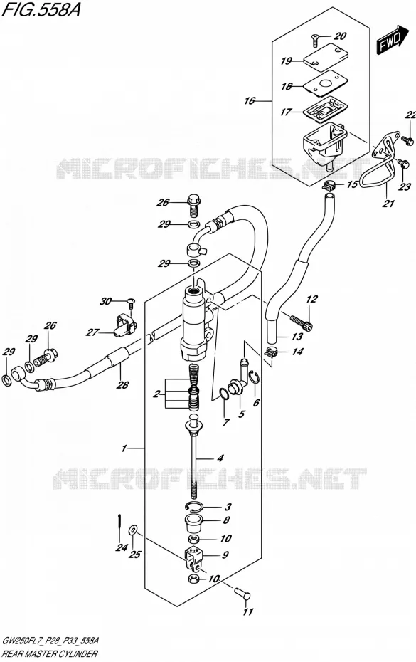 MAITRE CYLINDRE ARRIERE (GW250FL7 P28) Suzuki MOTO 250 INAZUMA 2017  GW250F L7 (P28,P33)