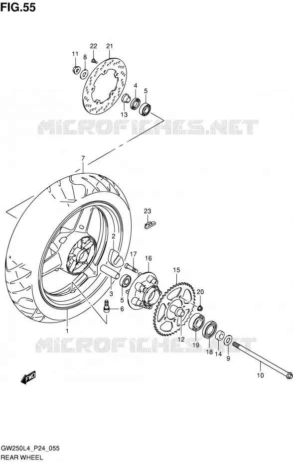 ROUE ARRIERE Suzuki MOTO 250 INAZUMA 2014  GW250 L4/GW250Z L4 (P24)