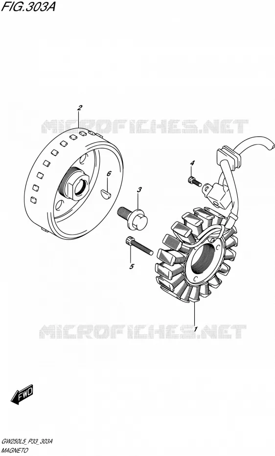 ALLUMAGE ROTOR - STATOR Suzuki MOTO 250 INAZUMA 1992  GW250 L5 (P03,P28,P33)
