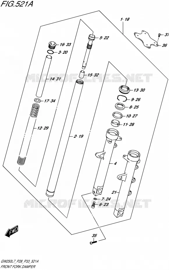 FOURCHE Suzuki MOTO 250 INAZUMA 2017  GW250 L7 (P03,P28,P33)