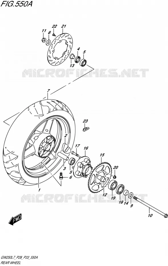 ROUE ARRIERE Suzuki MOTO 250 INAZUMA 2017  GW250 L7 (P03,P28,P33)