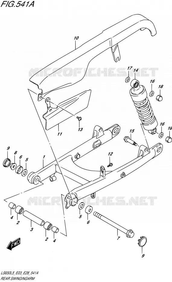 BRAS OSCILLANT ARRIERE Suzuki MOTO 650 BOULEVARD 1992  LS650 L5 (E03,E28,E33)